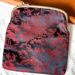 Vintage Silk Clutch - Asian scenery